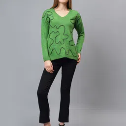 Fashion Gaiia Women Self Design Pullover Sweater-image-9