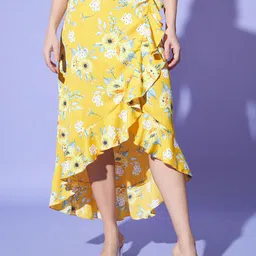 Trend Arrest Floral Printed Wrap Skirt-23