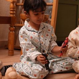 Funny Bones Clothings Unisex Kids Printed Night suit-image-18