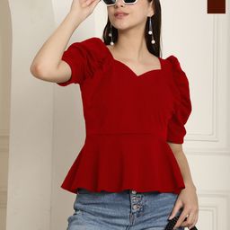 Tromko Women Pack Of 2 Sweetheart Neck Puff Sleeve Top-picture-21