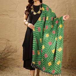 InWeave Round Neck A-Line Kurta With Palazzos & Dupatta-image-5