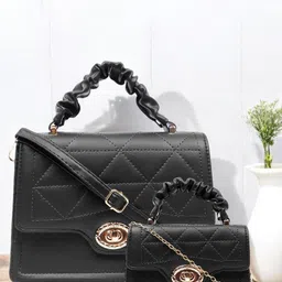 Pramadda Pure Luxury Women PU Structured Sling Bag with Quilted-46