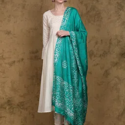 Exotic India Ethnic Motifs Printed Art Silk Batik Dupatta-picture-49