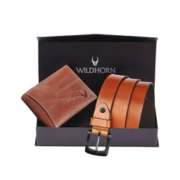 WildHorn Men Tan Brown Textured Pure Genuine Leather Accessory Gift Set-image-13