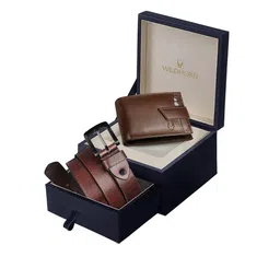 WildHorn Men Brown Textured Pure Genuine Leather Accessory Gift Set-38