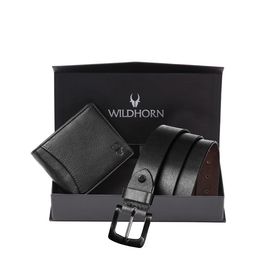 WildHorn Men Black Textured Pure Genuine Leather Accessory Gift Set-image-84