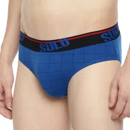 SOLO Men Cotton Checked Basic Briefs Checks-OE-Royal Blue-75-picture-54
