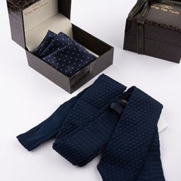 The Tie Hub Men Knitted Necktie With Printed Silk Pocket Square-image-69