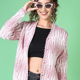 V-Mart Women Self Design Cardigan Sweater-picture-0