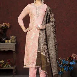 SAINOOR Embellished Semi-Stitched Dress Material-image-42
