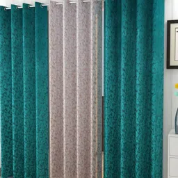Galaxy Home Decor Green and Gold-Toned 3 Pieces Abstract Printed Velvet Door Curtains-picture-17