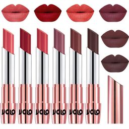 VOLO Set Of 6 Creme Matte Lipstick-Dark Peach-Red-Peach-Plum-Coffee-Chocolate-16