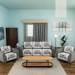 Kuber Industries Grey Cotton Sofa Cover-image-92