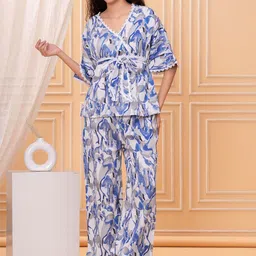 OH MI DIOS Printed V-Neck Three Fourth Sleeve Top With Trouser-image-11