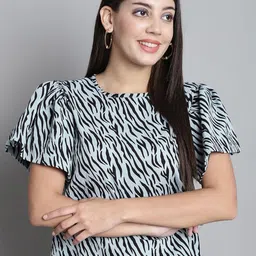 SZN Animal Print Flared Sleeve Top-34