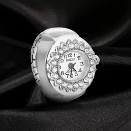 Peora Silver-Plated Analog Watch Stretchable Finger Ring-image-92