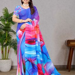P D Silk Mills Floral Pure Georgette Saree-23