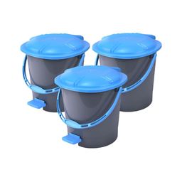 Aura 3 Pieces Grey & Blue Pedal Bins With Handle 7L Each-image-26