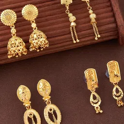 DIVASTRI Women Pack of 4 Gold-Plated Earrings-picture-27