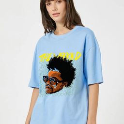 RAYACLOSET Women Printed Extended Sleeves T-shirt-image-67