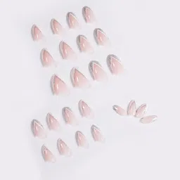 The Pink Truck Set of 24 Artificial Reusable Nails With Glitter Manicure Design-41