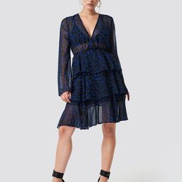TIRA Floral Printed Chiffon Layered Fit & Flare Dress-image-24