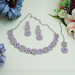 VATSALYA creation Alloy Gold- plated Purple Jewellery Set-45