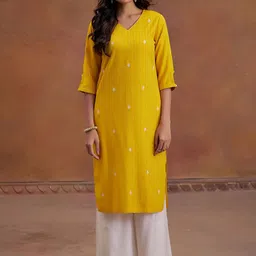 Jaipur Kurti Self Woven Embroidered Straight Kurta-picture-31