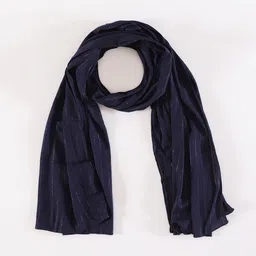 HANDICRAFT PALACE Women Navy Blue & Silver-Toned Striped Scarf-24