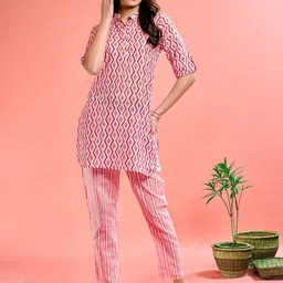 Anouk Pink Printed Pure Cotton Tunic With Trouser-picture-42