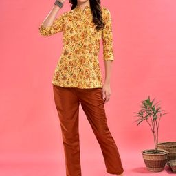 Anouk Yellow Floral Printed Shirt With Trouser-image-40