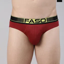 FASO Men Pack Of 2 Cotton Basic Briefs FA1501-SQ-PO2-BLACK-MAROON-picture-1