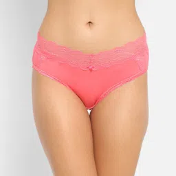 N-Gal Women Coral Self Design Mid Rise Bikini-image-37