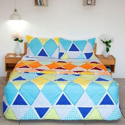 Ariana Blue & Orange Geometric Microfiber AC Room 120 GSM Double Bed Comforter-image-15