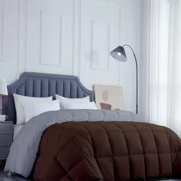 RAZZAI Coffee Brown & Grey Microfiber Mild Winter 300 GSM Double Bed Comforter-image-39