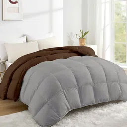 RAZZAI Coffee Brown & Grey Microfiber Mild Winter 500 GSM Double Bed Comforter-image-50