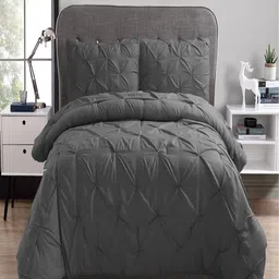 THE WHITE MOSS Charcoal Microfiber Pinch Pleat Heavy Winter 600 GSM Double Bed Comforter-14