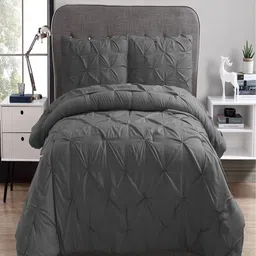 THE WHITE MOSS Charcoal Microfiber Pinch Pleat Heavy Winter 600 GSM Single Bed Comforter-13