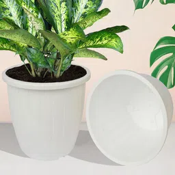Kuber Industries Set Of 5 Blue & White Solid Flower Pot-25