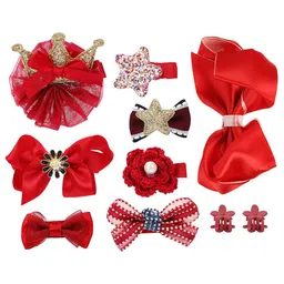 DressBerry Red & Gold-Toned Set Of 10 Alligator Hair Clip-19