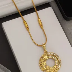 RACHANA FASHION Gold-Plated Teardrop Shaped Pendants with Chains-image-43