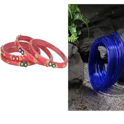 Somil Elegant Combo Glass Bangle Set | Handmade Traditional Chudi For Women | Perfect For Daily & Occasion Use, Combo Of 2 Set, Gajri, Blue-image-79