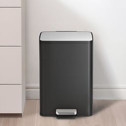 OBSESSIONS Black & Grey Pedal Dustbin With Liner 15 L-picture-0