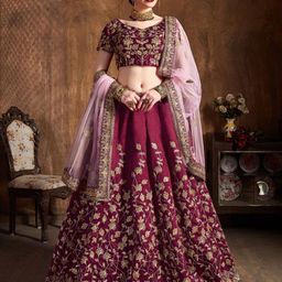 ODETTE Floral Embroidered Sequinned Semi-Stitched Lehenga & Blouse With Dupatta-42