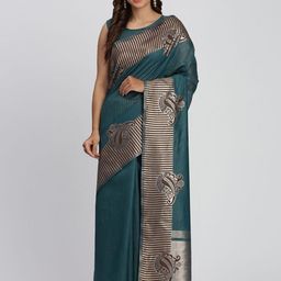 KALINI Woven Design Zari Linen Blend Saree-picture-45