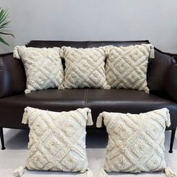 Dolce Casa Off White Set of 2 Geometric Square Cushion Covers-27