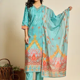 FLAMBOYANT Women Floral Printed Kurta with Trousers & With Dupatta-picture-27