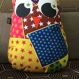 Lushomes Coral & Pink Printed Owl Shaped Pre Filled Cushion-image-51