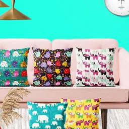 ArtzFolio Multicoloured Set of 5 Square Cushion Covers-0