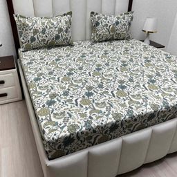 Pure Decor Royal Passion Grey Printed Cotton 350 TC Queen Bedsheet Set 2.28 m x 2.54 m-picture-17